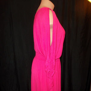 Lane Bryant Cold Shoulder 3//4 Sleeve Tassel Smocked Waist Knee Dress Pink NWT